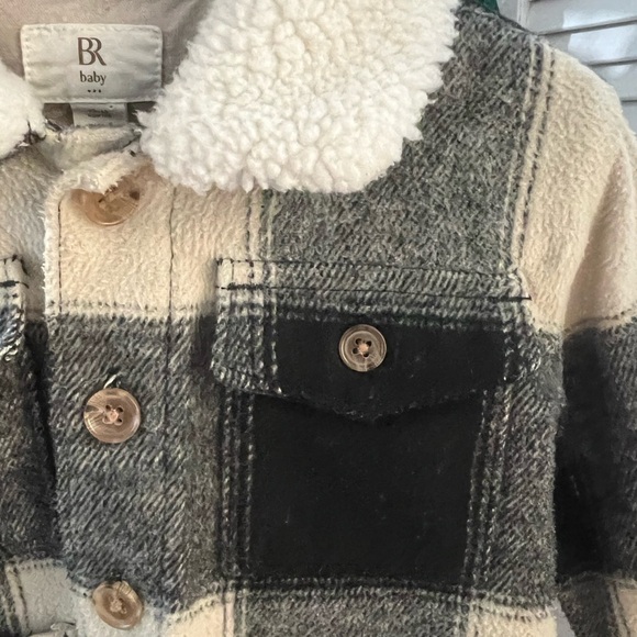Banana Republic Kids Plaid Jacket with Sherpa Collar - Black and White - Picture 4 of 6